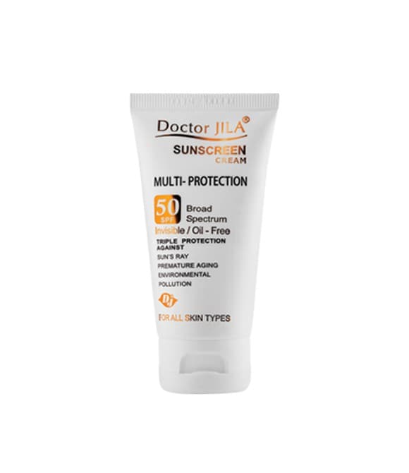 کرم ضد آفتاب بی رنگ مولتی-پروتکشن SPF50 دکتر ژیلا حجم 50 میلی لیتر